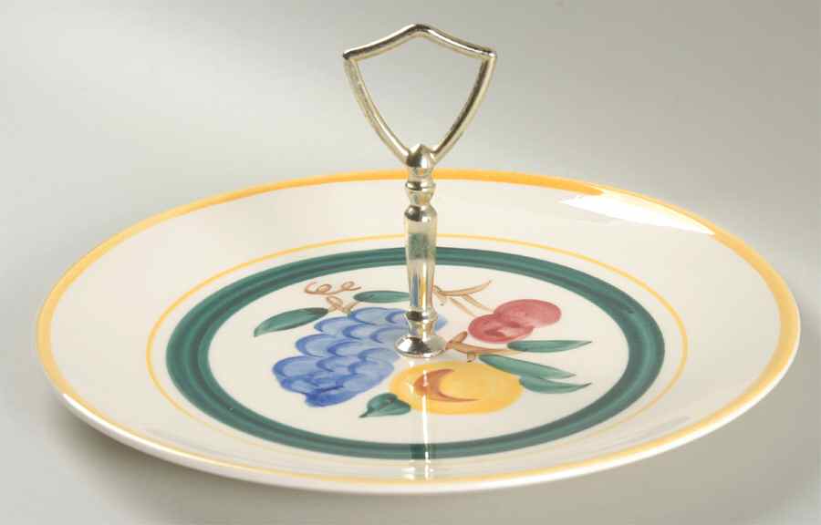 Fruit (White Background, Not Carved) Round Serving Plate with Handle (DP) by Stangl-1