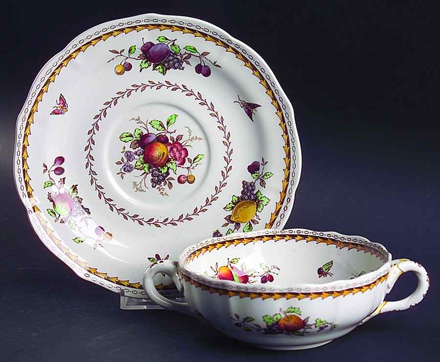 Rockingham Flat Cream Soup Bowl & Saucer Set by Spode-1