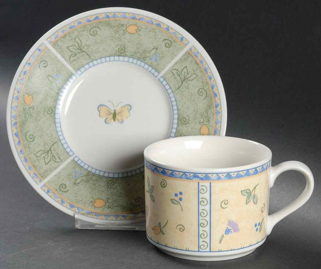 Papillon Flat Cup & Saucer Set by Sango-1