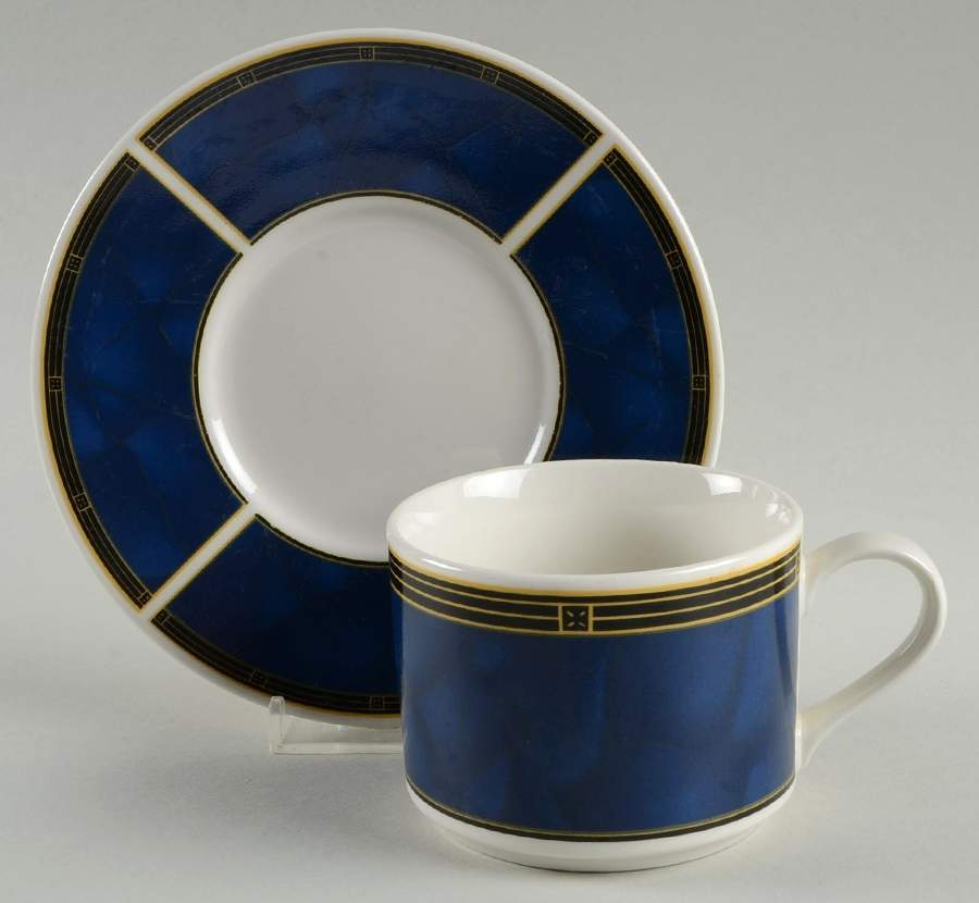 Sapphire Flat Cup & Saucer Set by Sango-1