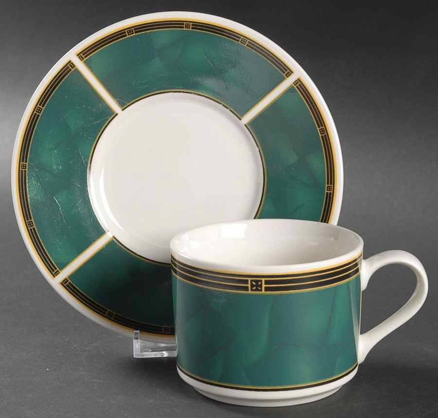Emerald Flat Cup & Saucer Set by Sango-1
