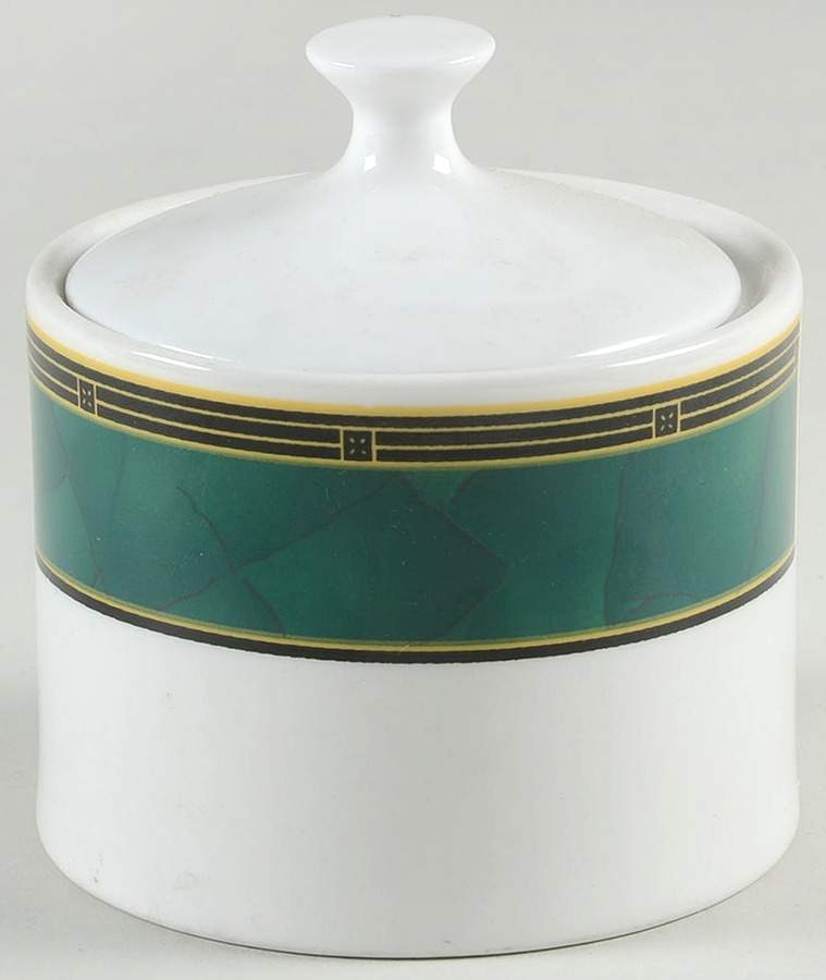 Emerald Sugar Bowl & Lid by Sango-1