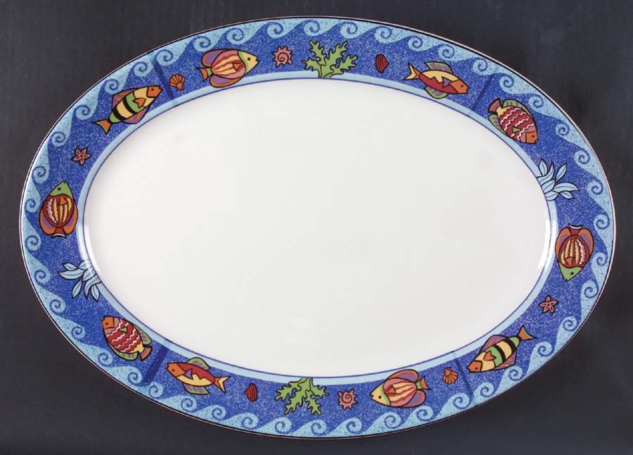 Pisces 16" Oval Serving Platter by Sango-1
