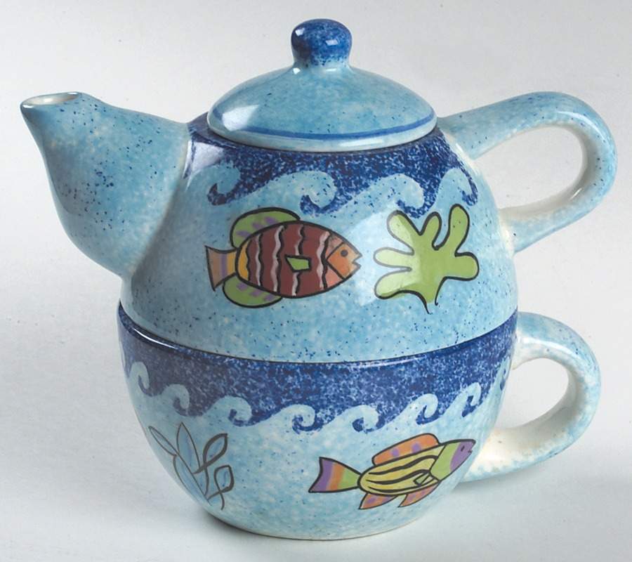 Pisces Individual Teapot & Lid with Cup by Sango-1