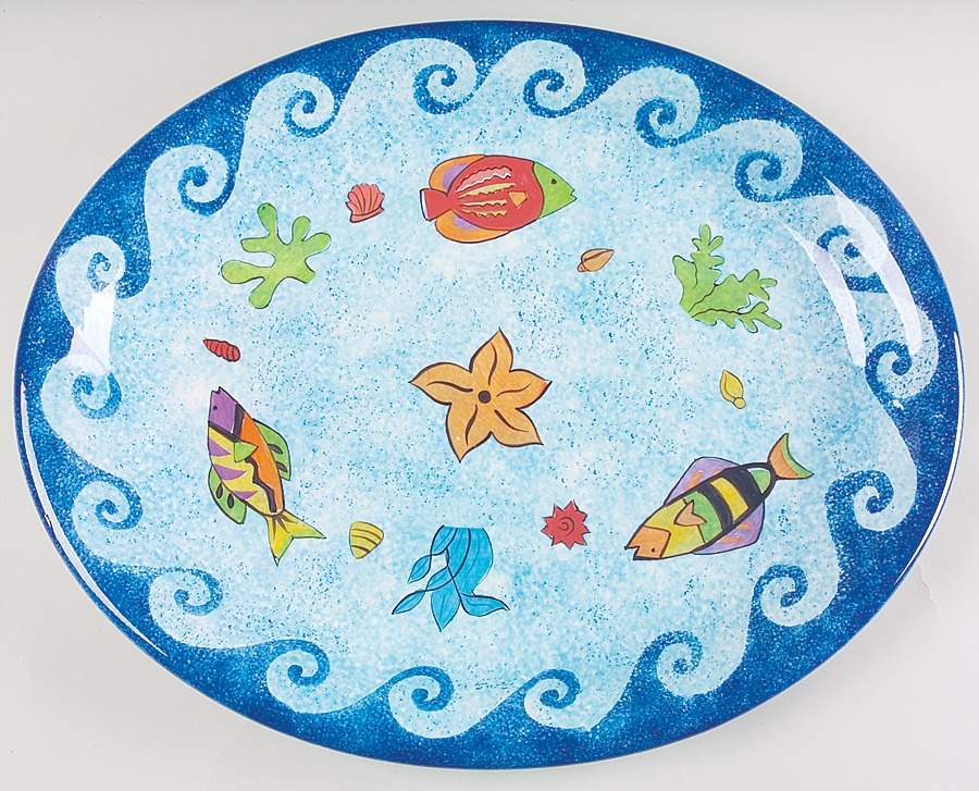 Pisces 18" Oval Serving Platter by Sango-1