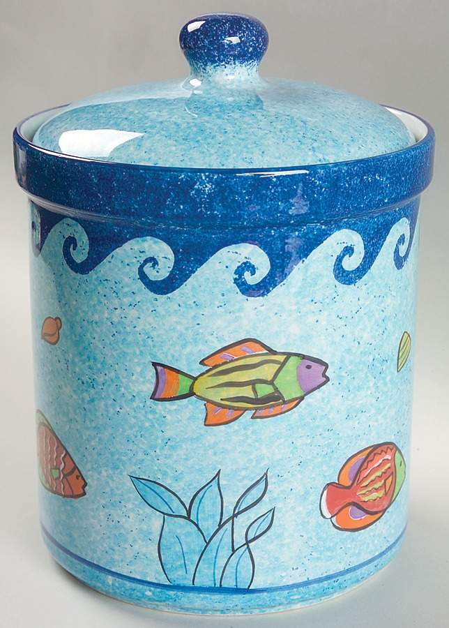Pisces Cookie Jar & Lid by Sango-1