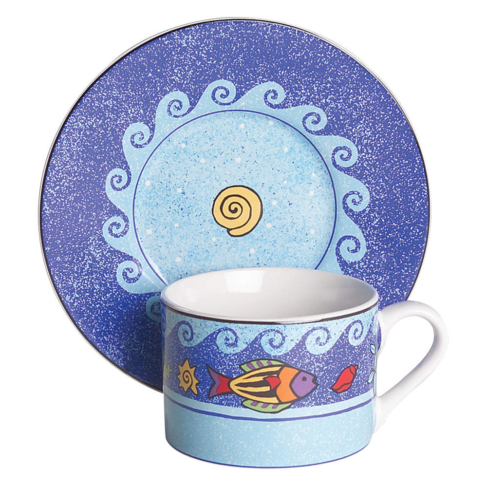 Pisces Flat Cup & Saucer Set by Sango-1