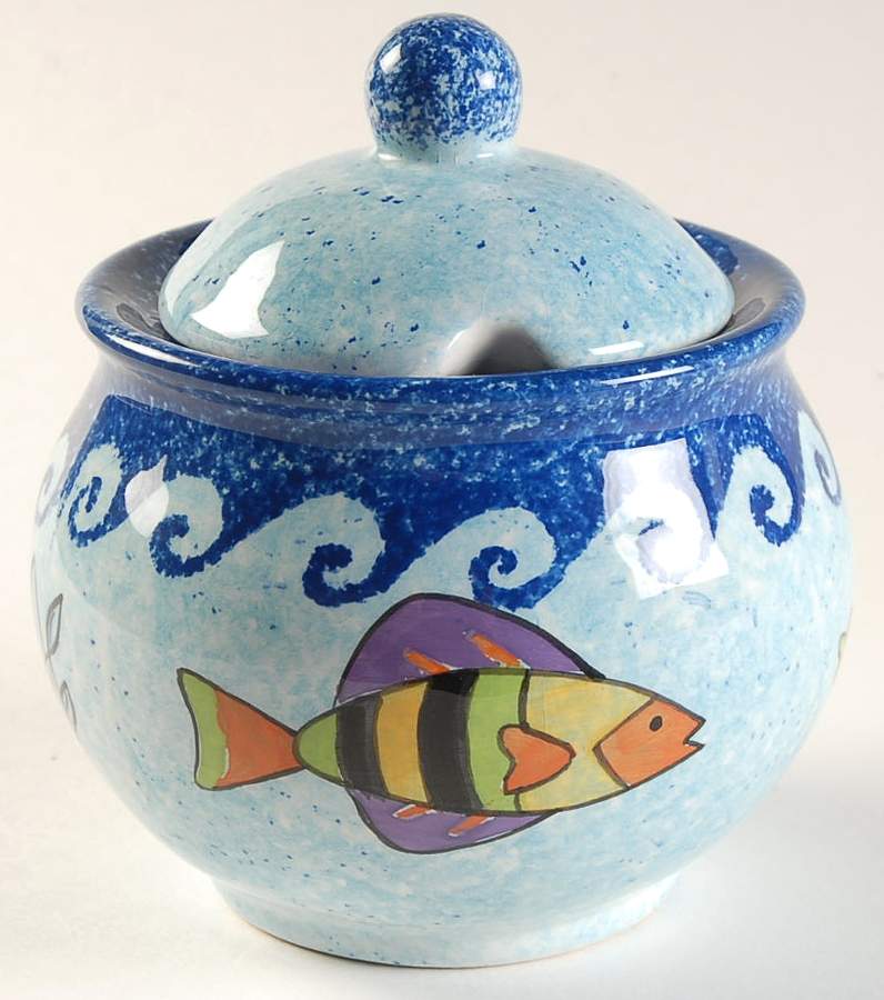 Pisces Sugar Bowl & Lid by Sango-1