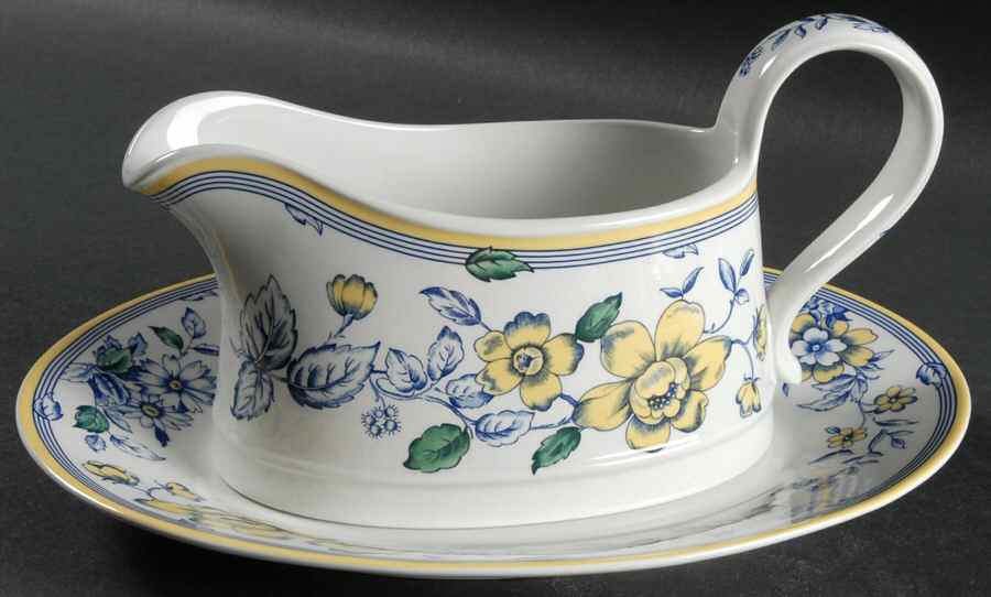Burlington (Imperialware, Smooth) Gravy Boat & Underplate by Spode-1