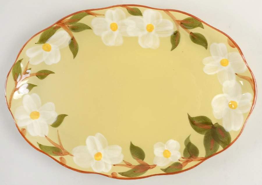 White Dogwood 14" Oval Serving Platter by Stangl-1