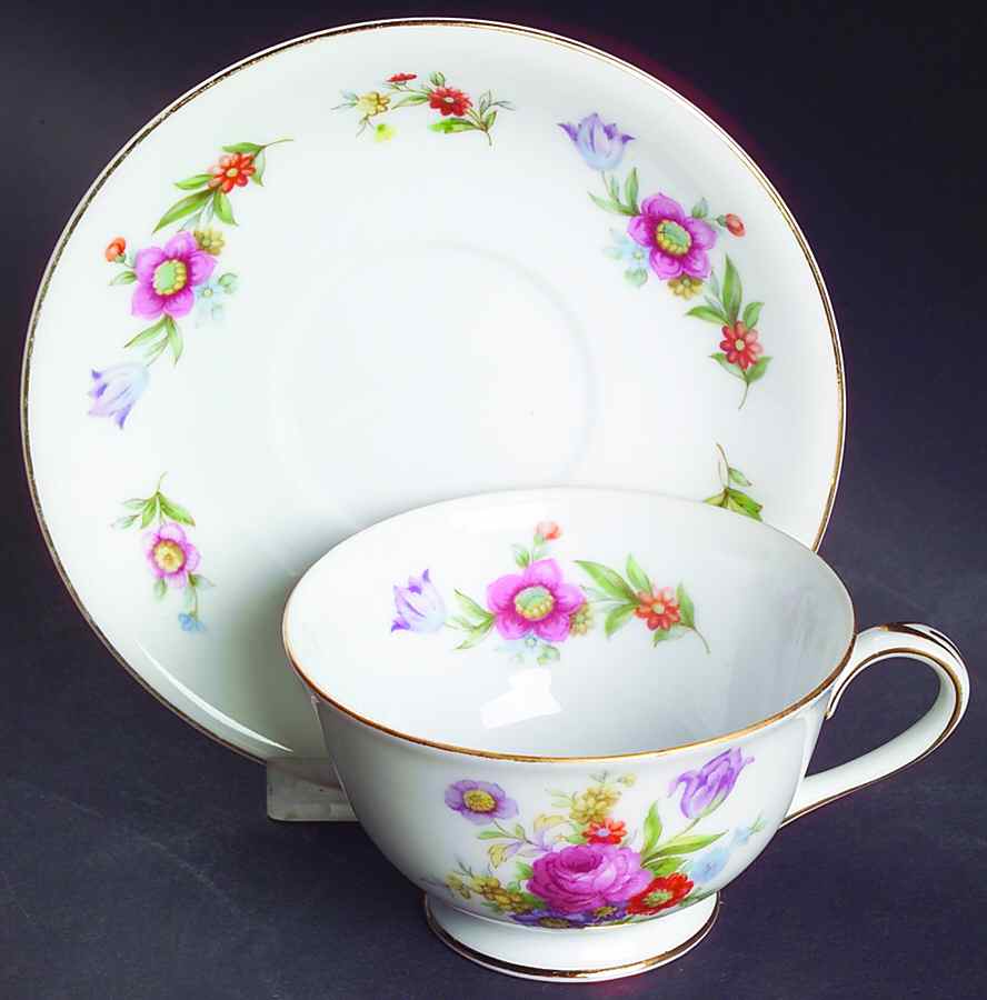 Dresdenia(Occupied Japan) Footed Cup & Saucer Set by Sango-1