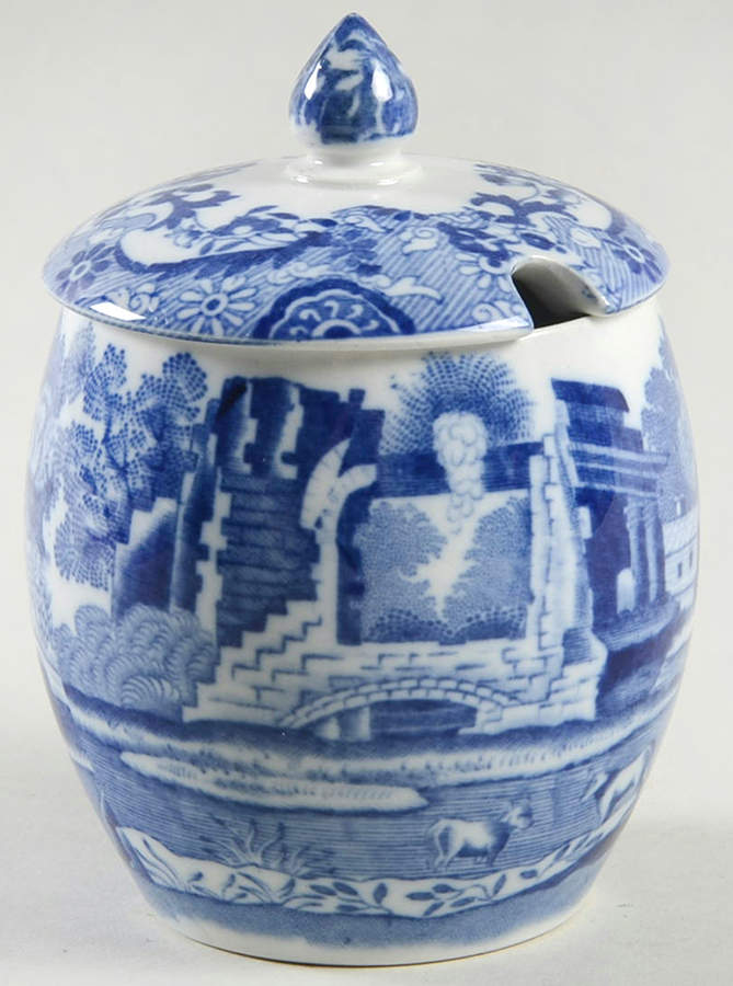 Blue Italian (Older) Jam/Jelly & Lid by Spode-1