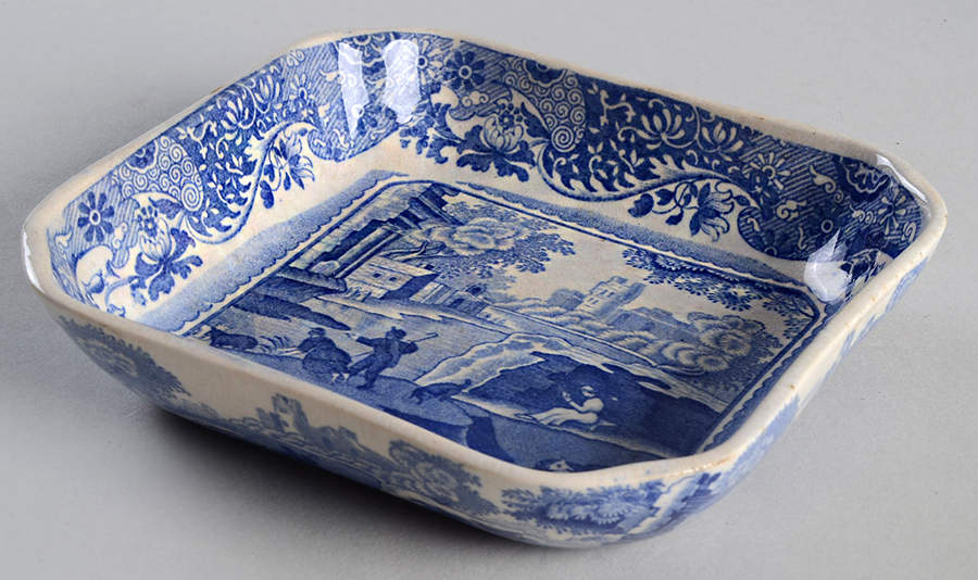 Blue Italian (Older) 5" Square Dish by Spode-1