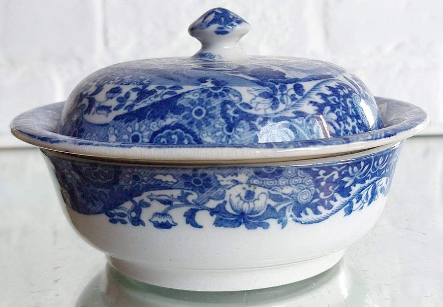 Blue Italian (Older) Soap Box with Lid and Strainer by Spode-1