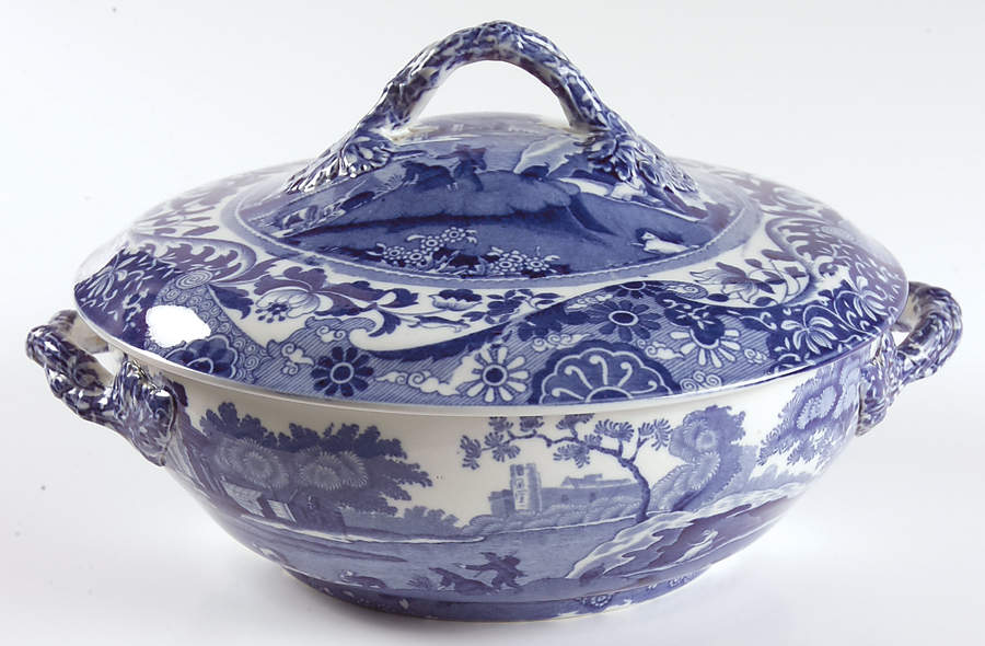 Blue Italian (Older) Round Covered Vegetable by Spode-1