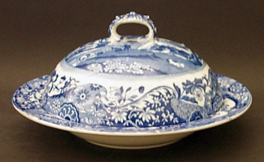 Blue Italian (Older) Muffin Dish & Lid by Spode-1