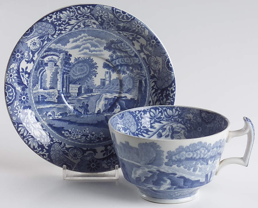 Blue Italian (Older) Oversized Cup & Saucer Set by Spode-1
