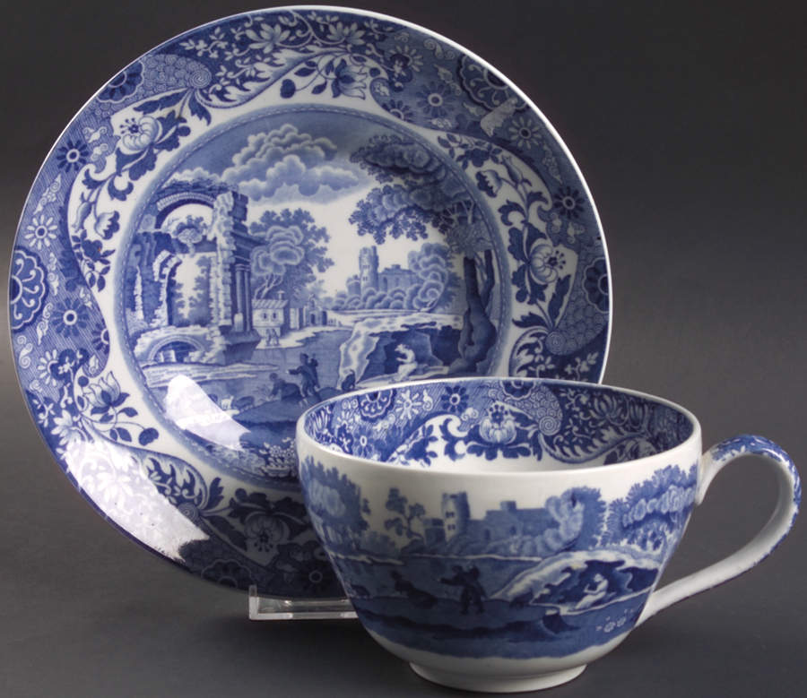 Blue Italian (Older) Jumbo Cup & Saucer Set by Spode-1