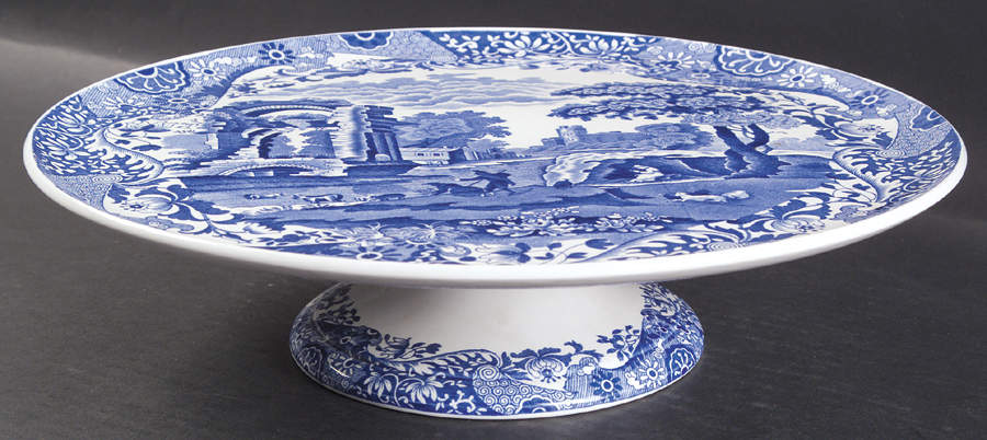 Blue Italian (Older) 12" Diameter Pedestal Cake Stand by Spode-1