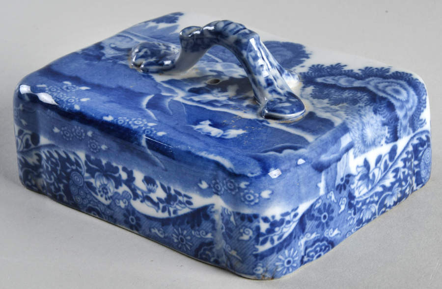 Blue Italian (Older) Rectangular Cheese Dish with Lid, Lid Only by Spode-1