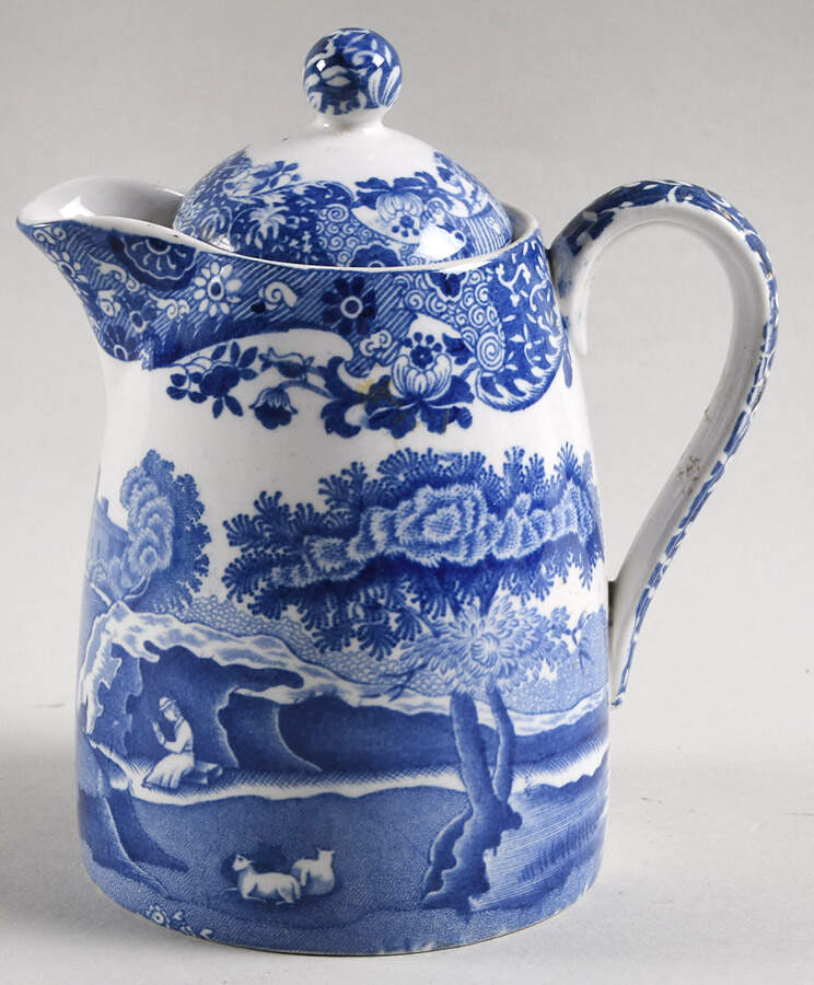Blue Italian (Older) Hot Water Jug & Lid by Spode-1