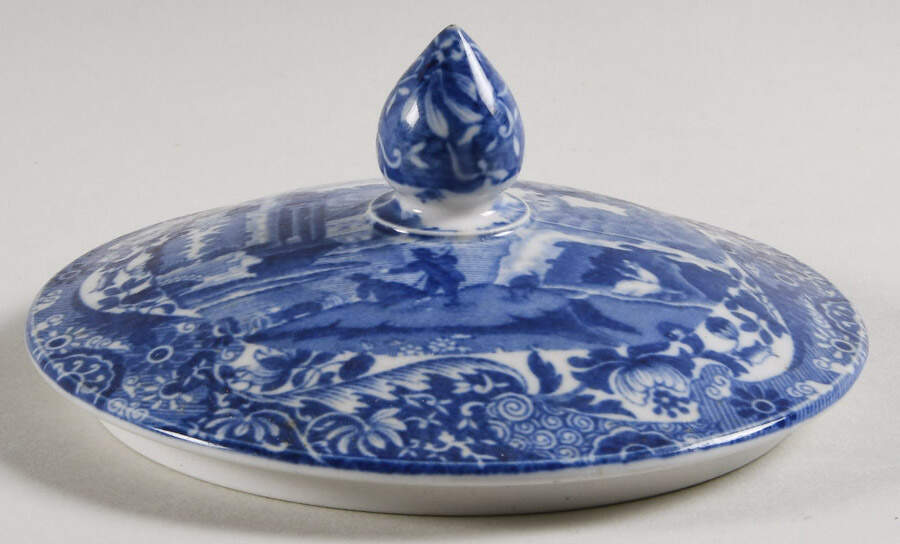 Blue Italian (Older) Lid for Footed Bouillon Cup by Spode-1