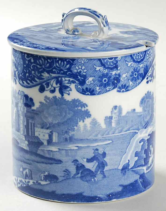 Blue Italian (Older) Jam/Jelly & Lid by Spode-1
