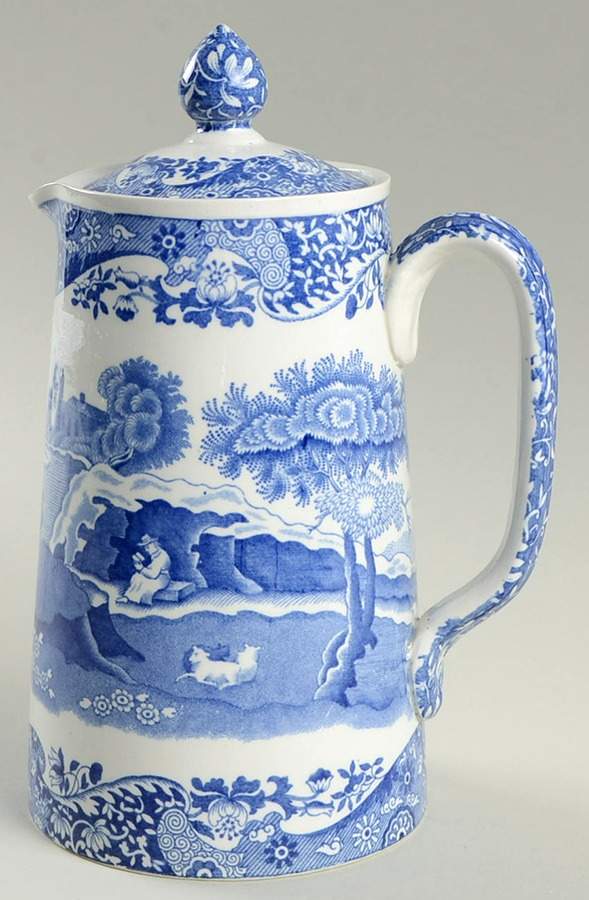 Blue Italian (Older) Hot Water Jug & Lid by Spode-1