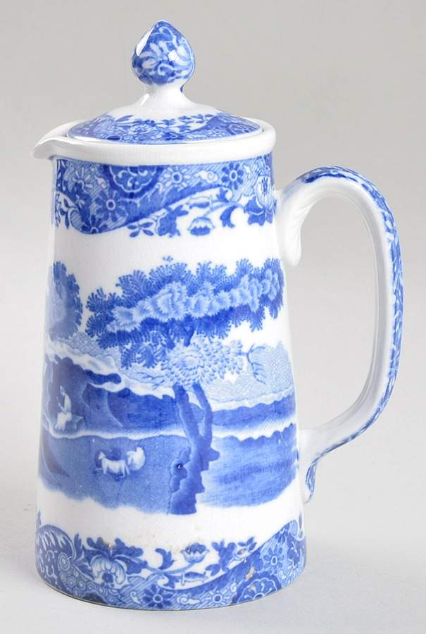 Blue Italian (Older) Large Syrup with Lid by Spode-1