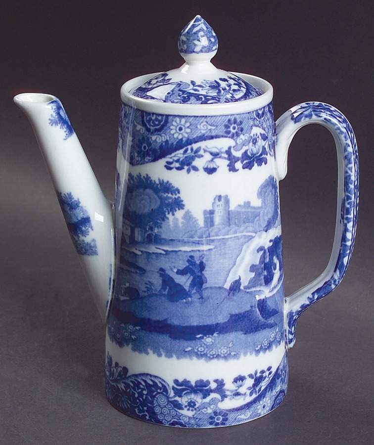 Blue Italian (Older) Mini Coffee Pot & Lid by Spode-1