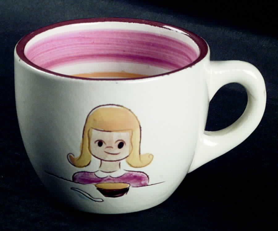 Woman In The Shoe (Pink, Yellow Bands) Child's Cup by Stangl-1
