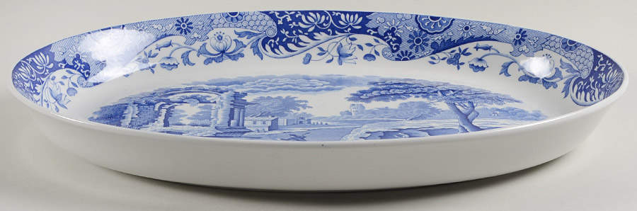 Blue Italian 14" Oval Baker by Spode-1