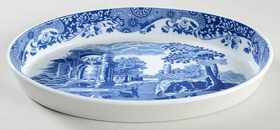 Blue Italian 12'' Oval Baker by Spode-1