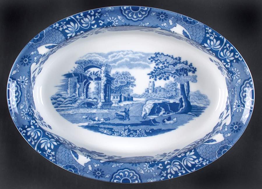 Blue Italian 11" Oval Pie Baker by Spode-1