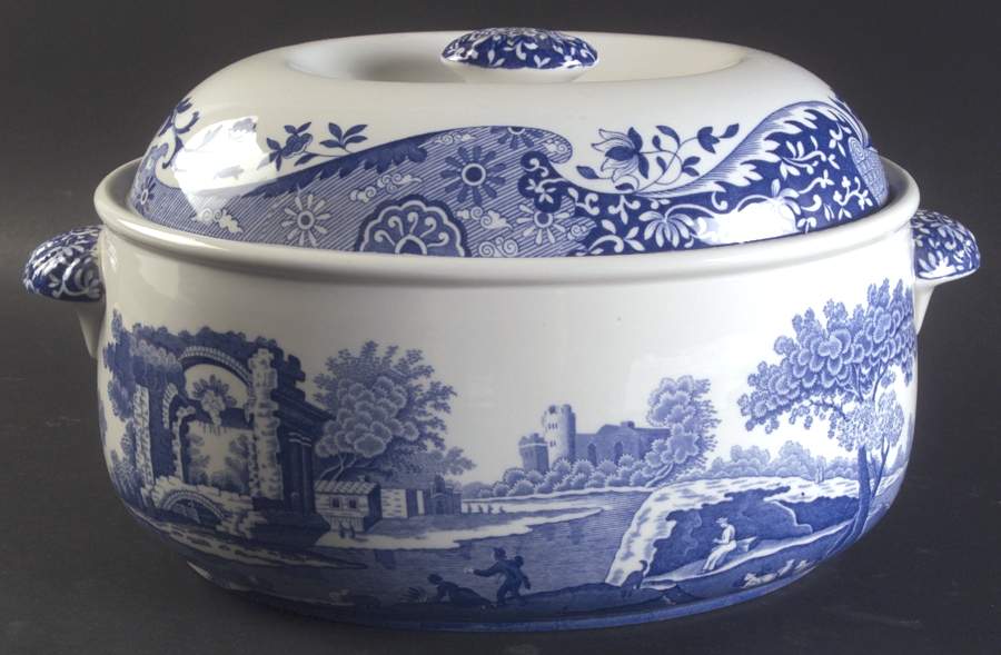 Blue Italian 3 Qt Oval Covered Casserole No Lid by Spode-1
