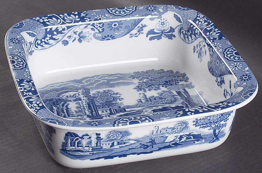 Blue Italian 10" Square Baker by Spode-1