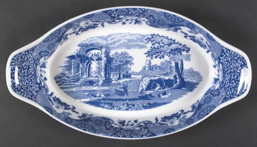 Blue Italian Oval Handled Sole Dish by Spode-1