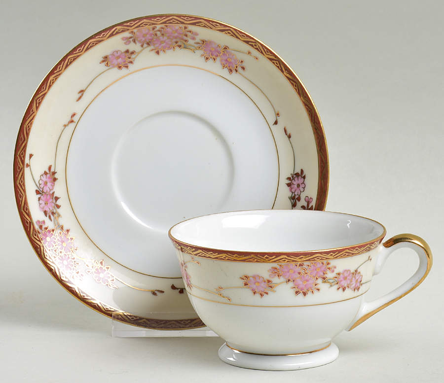 Three Cherries Footed Cup & Saucer Set by Soko-1
