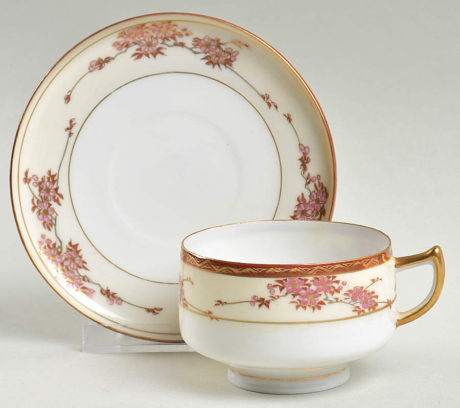 Three Cherries Footed Cup & Saucer Set by Soko-1
