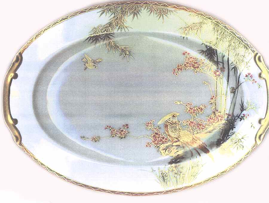 Bamboo & Pheasant 12" Oval Serving Platter by Soko-1