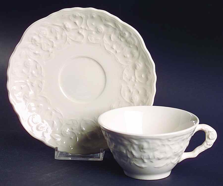 Rose Point Flat Cup & Saucer Set by Steubenville-1