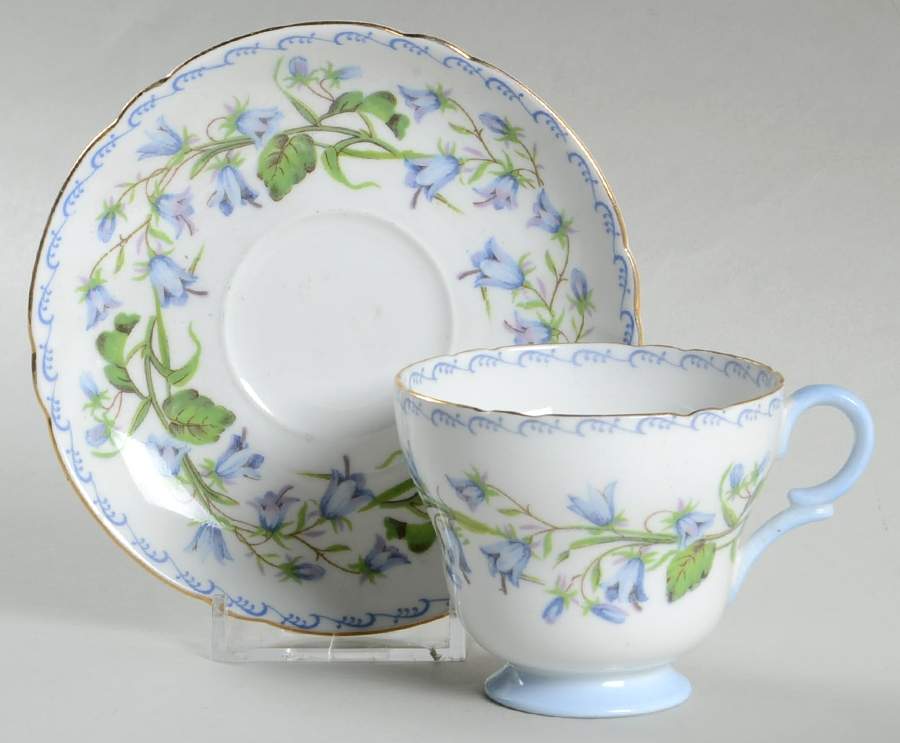 Harebell (Richmond) Footed Demitasse Cup & Saucer Set by Shelley-1