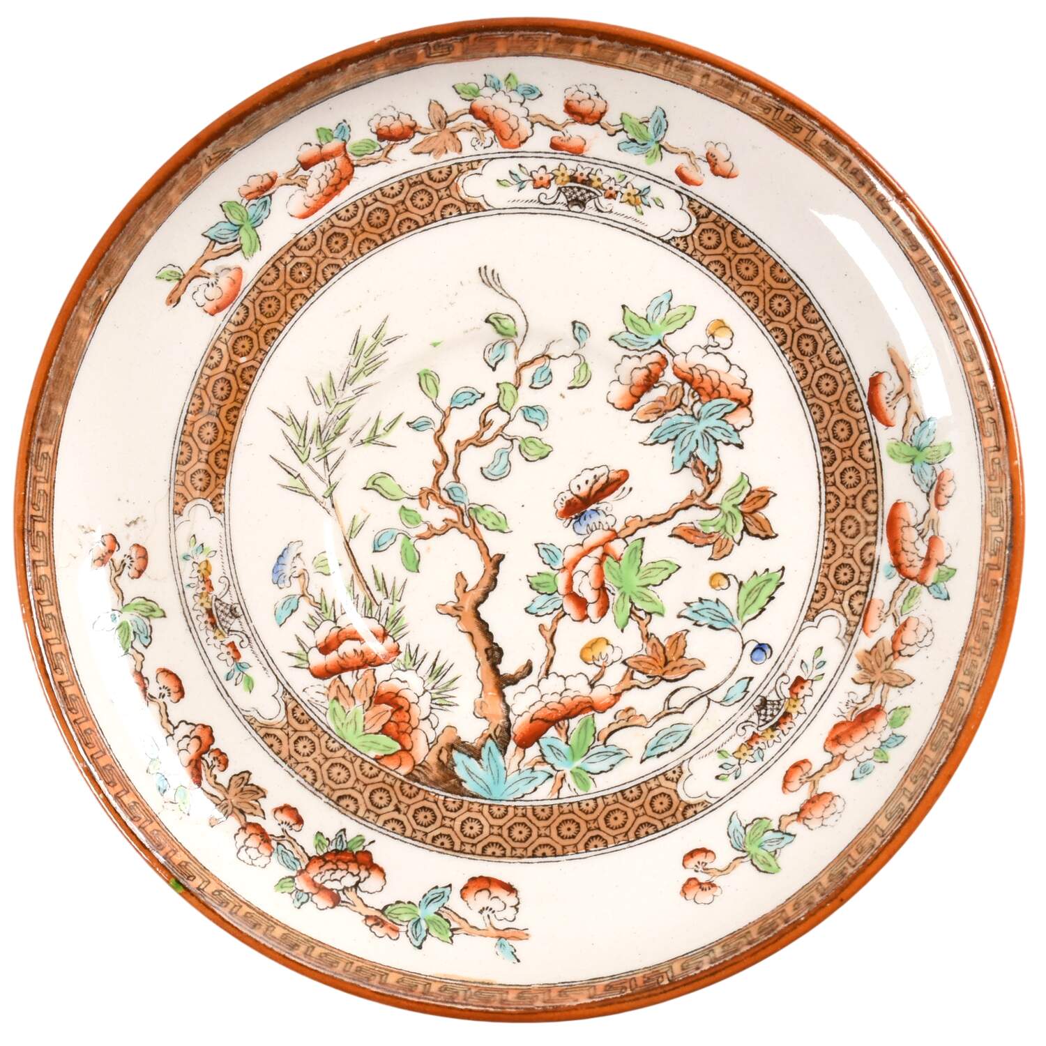 Indian Tree (Rust, Green Blue (Smooth) Saucer by Spode-1