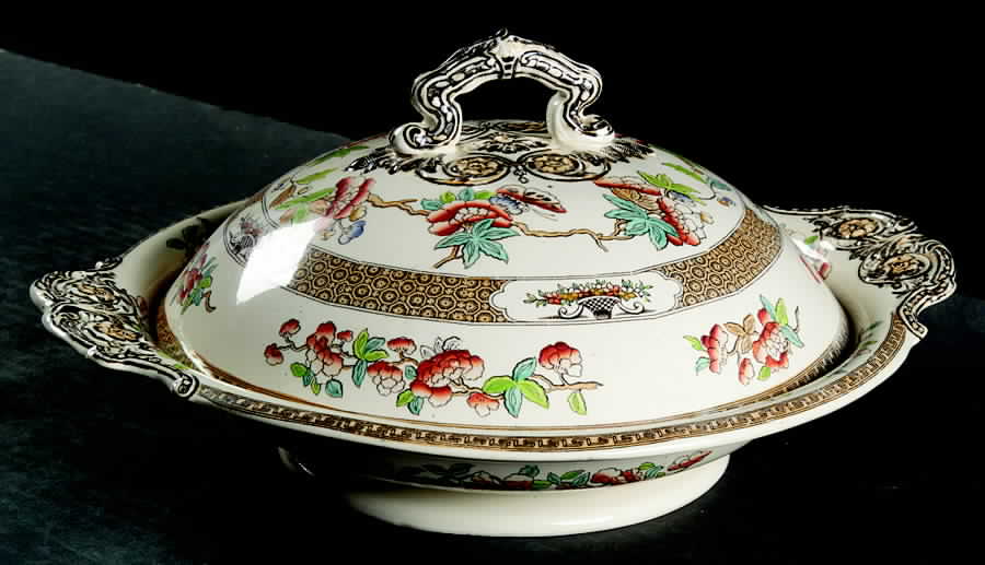 Indian Tree (Rust, Green Blue (Smooth) Pancake Dish & Lid by Spode-1