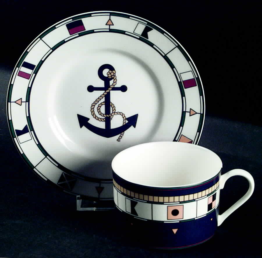 Anchors Aweigh Flat Cup & Saucer Set by Sango-1