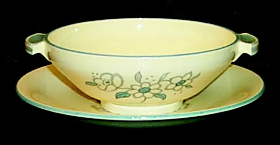 Anemone Footed Cream Soup Bowl & Saucer Set by Spode-1