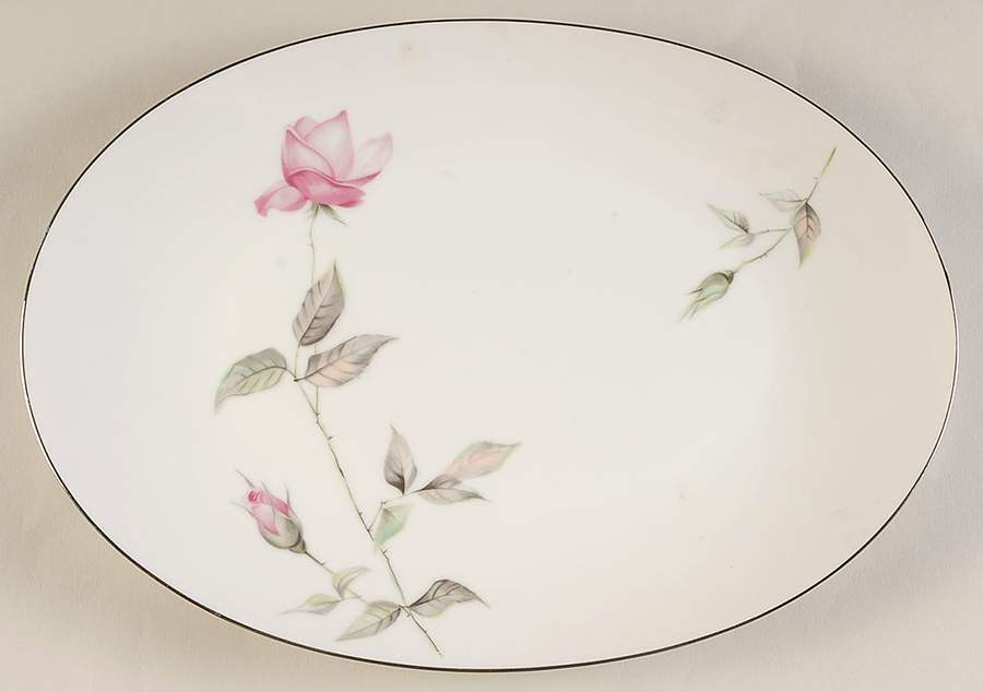 Dawn Rose 12" Oval Serving Platter by Sango-1