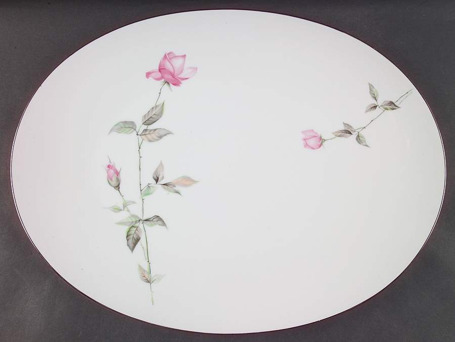 Dawn Rose 16" Oval Serving Platter by Sango-1