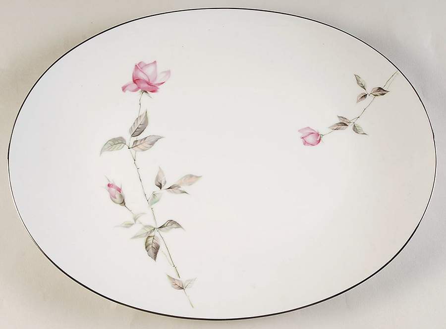 Dawn Rose 15" Oval Serving Platter by Sango-1