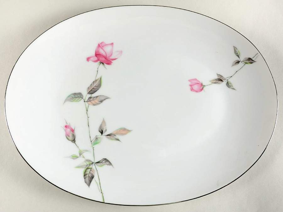 Dawn Rose 14" Oval Serving Platter by Sango-1